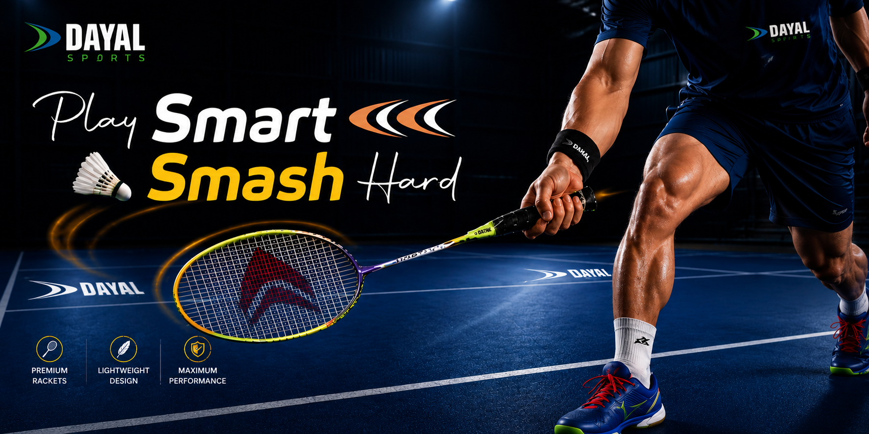 Sports flooring and badminton accessories banner one