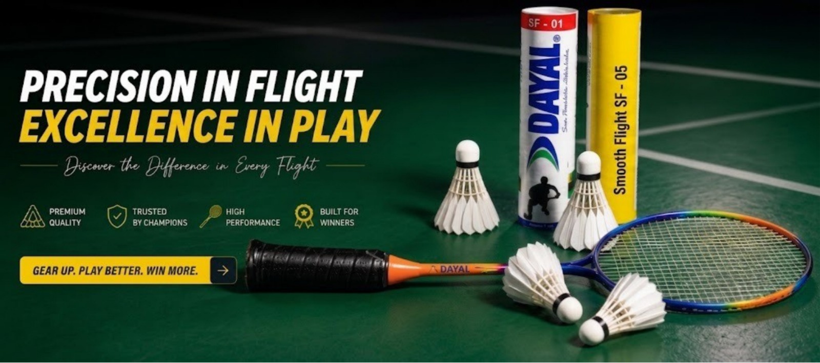 Sports flooring and badminton accessories banner Three